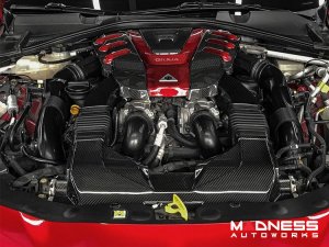 Alfa Romeo Giulia Engine Cover - Carbon Fiber - QV Version  - Red Candy Center + Red Candy Accents